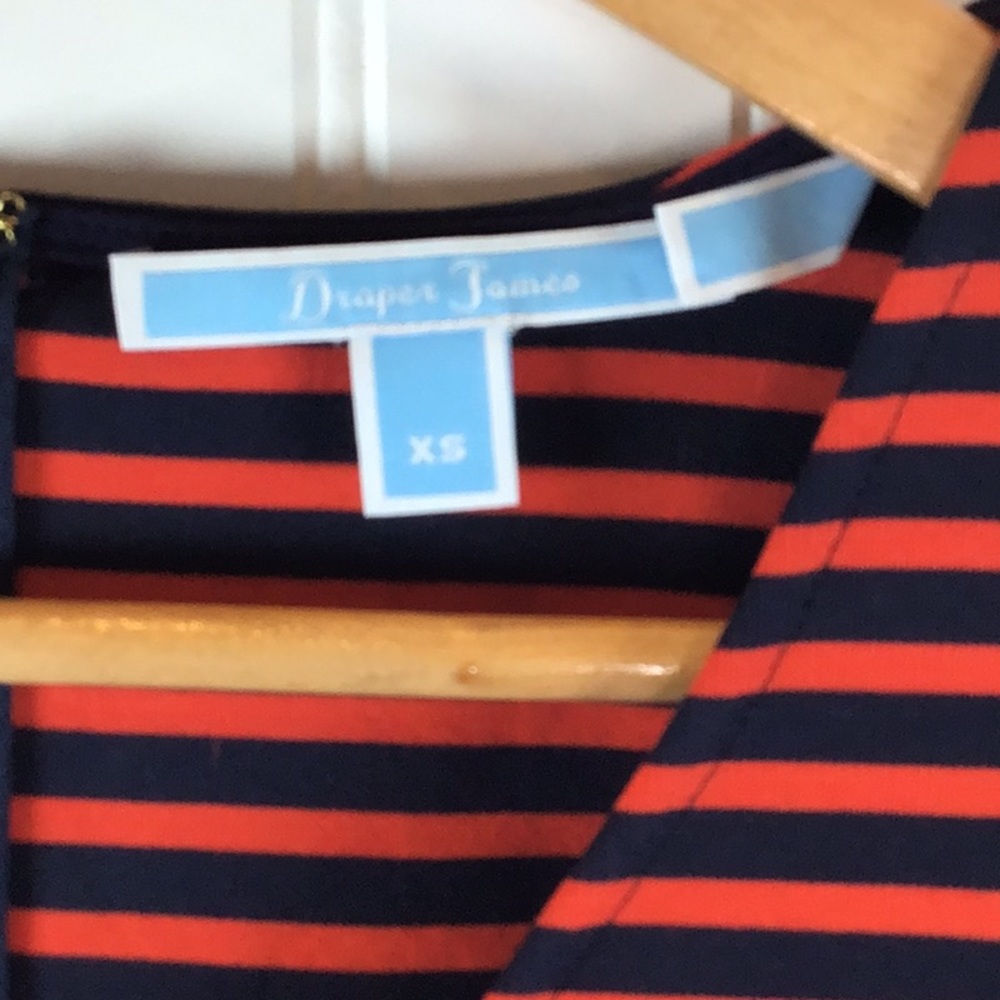 Draper James | Nassau Red & Blue Striped V Neck Ponte Knit Dress XS - Picture 8 of 11